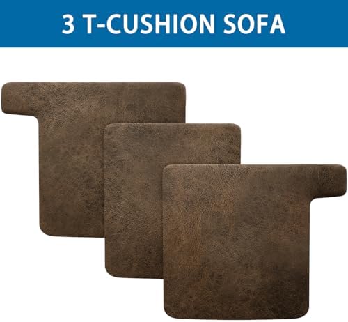 T Cushion Sofa Slipcovers Leather-Look 3PC Stretch Sofa Cushion Covers for 3 Cushion Couch Individually Couch Seat Covers with Elastic Bands, Pet-Friendly, Non-Slip, Easy Fit - Light Brown
