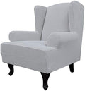 Easy-Going Stretch Large Wingback Chair Sofa Slipcover Silver Gray