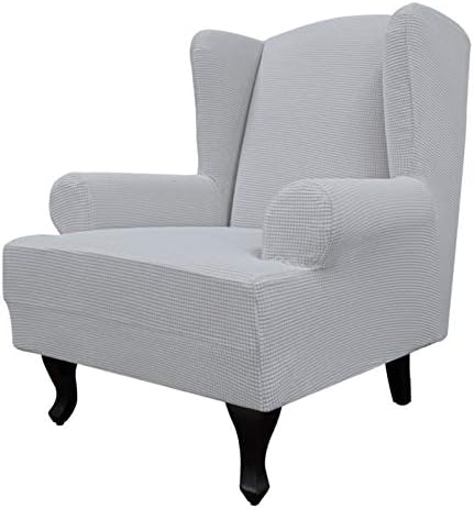 Easy-Going Stretch Large Wingback Chair Sofa Slipcover Silver Gray