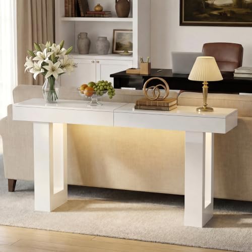 ChooChoo High Gloss 63 Inch Long Console Table with LED Light