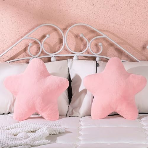 Sumind 2 Pcs 15.7 Inch Pink Star Pillow Decorative Throw Pillow