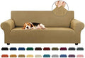 KEKUOU Stretch Couch Covers for Sofa, 3 Cushion Couch Slipcover,Tan