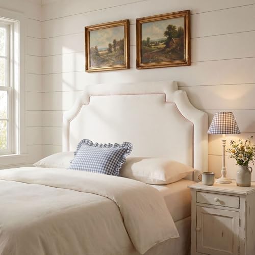 Modway Magnolia King Size Stain-Resistant Performance Velvet Headboard in Alabaster Pink - Padded Cushioned Headboard with Adjustable Mounting Positions