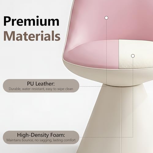 Modern Upholstered Vanity Stool Chair, Comfy PU Leather Ottoman Stool