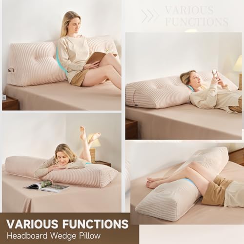 Z-hom Large Headboard Pillow Full,NO ROLL Pillow, Wedge Pillow Headboard