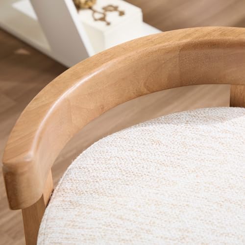 Ya-Home Modern Vanity Chair Upholstered Small Ottoman Footstool, Make Up Stool Chenille Fabric with Wooden Frame for Living Room Bedrooms, 1PC, Cream