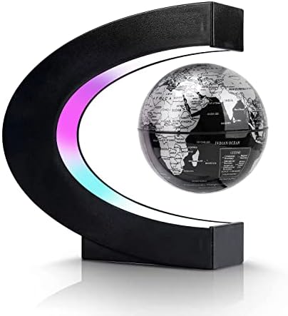 Magnetic Levitation Floating Globe, C Frame Levitating Globe with LED Lights, Cool Gadgets for Men Boys and Girls, Cool Tech Gifts for Office Bookshelf Home Desk Decor