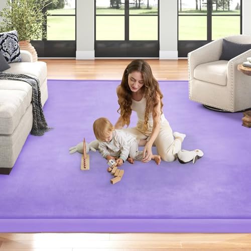Baby Play Mat for Floor Nursery Muscle Mat Area Rug Playroom Rug 79x158" Elastic Foam 1.3" Thick Crawling Mat for Babies,Toddlers, Infants (Lavender)