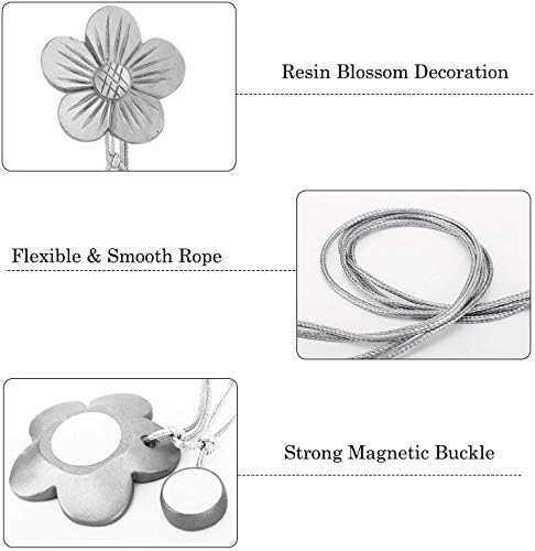 Lewondr Magnetic Curtain Tiebacks, Flower Vintage Curtain Holdbacks, Silver