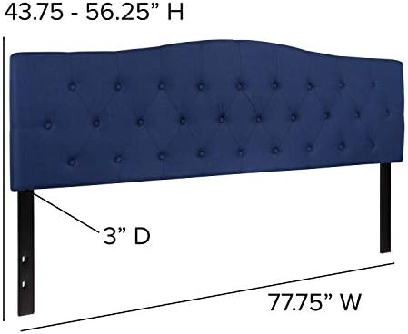Flash Furniture Cambridge Button Tufted and Diamond Stitched Upholstered King Size Headboard in Navy Fabric
