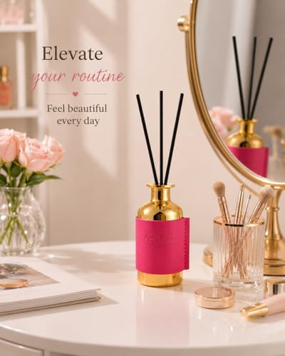 Reed Diffuser Set - Rose Petals, 2.7 fl oz (80 ml) Scented Oil Diffuser with Reed Sticks, Long Lasting Floral Home Fragrance for Bathroom Shelf Decor, Aromatherapy Gift for Women
