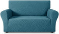 ZNSAYOTX 1 Piece Stretch Loveseat Covers for 2 Cushion Couch (55"-71"), New Plaid Couch Cover with Non-Slip Buckle for Dog Pets, Soft Cozy Washable Sofa Slipcover Form Fit Protector, Teal