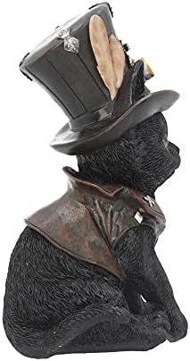 Nemesis Now Cogsmith's Steampunk Cat Adorable Black Cat with Leather Top Hat and Waistcoat, Hand-Painted Resin Figurine, Perfect for Steampunk Collectors, 18.5cm