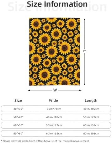 Sunflowers Floral Fleece Throw Blanket Ultra Soft Cozy Decorative Flannel Blanket for Home Bed Couch Chair Travel 60x50in