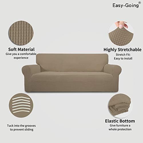 Easy-Going Stretch Oversized Sofa Couch Slipcover Washable Natural