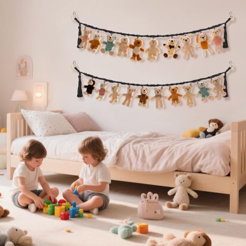 CERETIA 80" Stuffed Animal Organizer Chain, Wall Corner Storage, Black