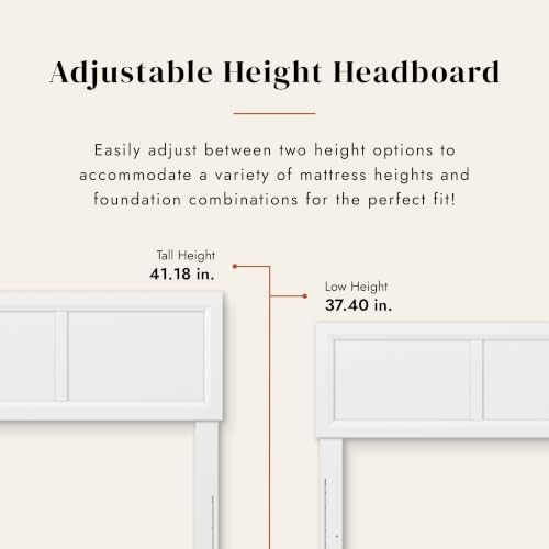 AFI, Sophia Adjustable Modern King Wood Headboard, White