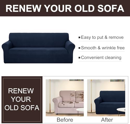 U-NICE HOME Oversized Stretch Couch Cover Slipcover, Navy