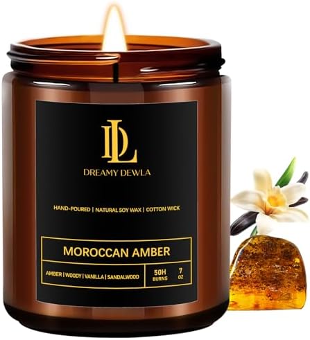 Scented Candles for Men, Moroccan Amber Candle for Home, Soy Wax Candles Gift for Birthday Father's Day Thanksgiving Day Anniversary