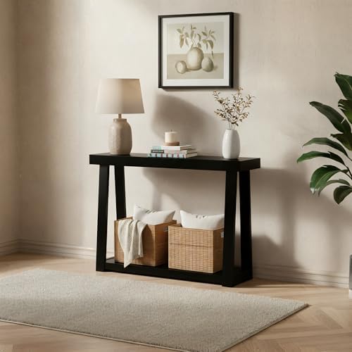 Plank+Beam Classic Console Table with Shelf - 36 inches, Black
