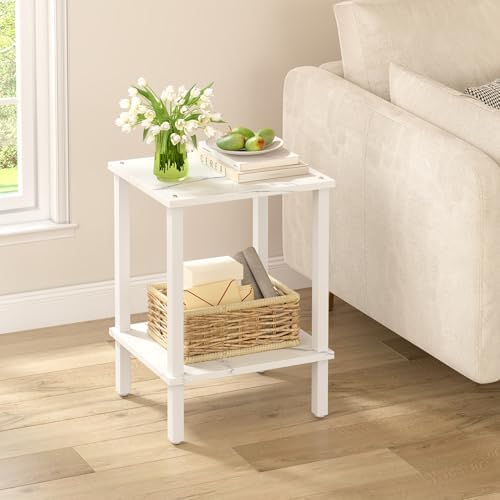 TUTOTAK End Table, Side Table, Nightstand, 2-Tier Storage Shelf
