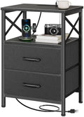 Huuger Night Stand with Charger Station, USB-C Port, End Table
