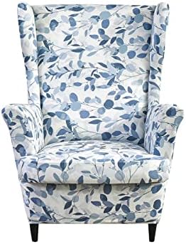 HAOYONG Wing Chair Slipcovers Printed Wingback Chair Covers 2 Pieces Wingback Armchair Slipcover Stretch Chair Slip Covers Washable Armchair Protector Cover for Living Room and Bedroom