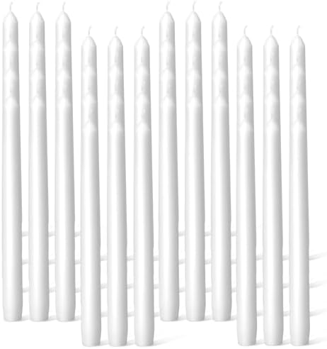 Everymoment White Taper Candles - 48 Pack 10 Inch Candlesticks - Dripless & Smokeless for 8 Hours - Unscented Paraffin Wax - Perfect for Wedding Christmas Halloween Holiday Dinner Table & Home Decor