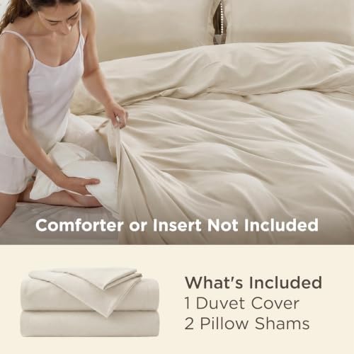 Bedsure Duvet Cover Full Size, 3Pcs Soft Double Brushed Bedding Set, Beige