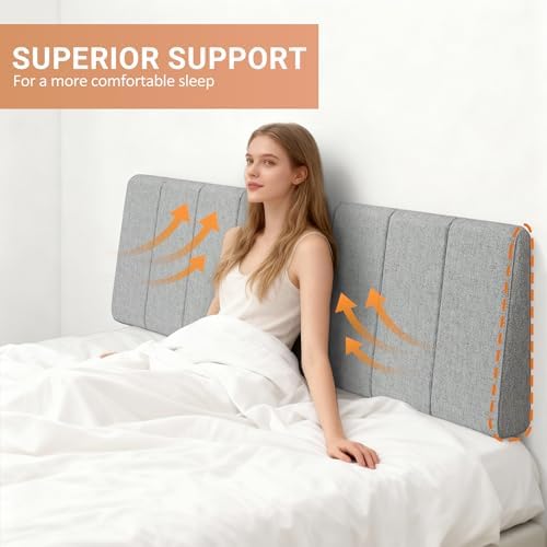 King Size Headboard Only-No Assembly Required, Light Gray