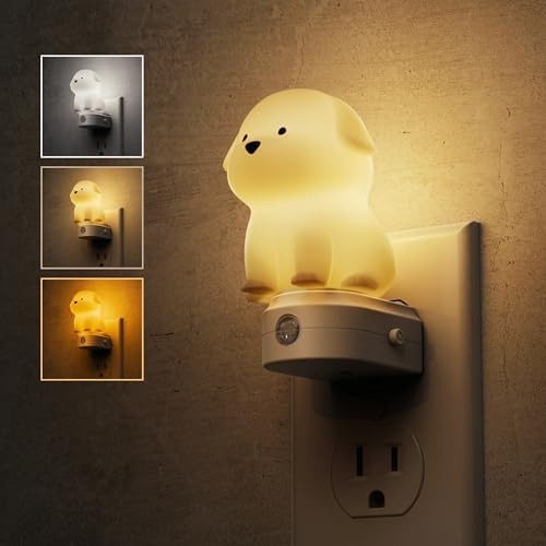 L LOHAS LED Plug in Night Light for Kids, 3D Cute Puppy Night Lights