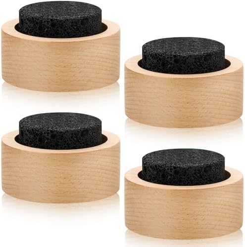 Chunful 4 Pcs Lava Rock Passive Diffuser for Essential Oils, Beech Wood
