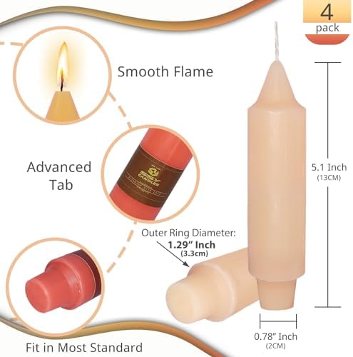 NJAO HOO Fall Short Taper Candle Orange 5 Inch Candlesticks Unscented Dripless Gradient Colored Tapered Candle Set for Home Dinner Party Halloween Decor, 4 Pack