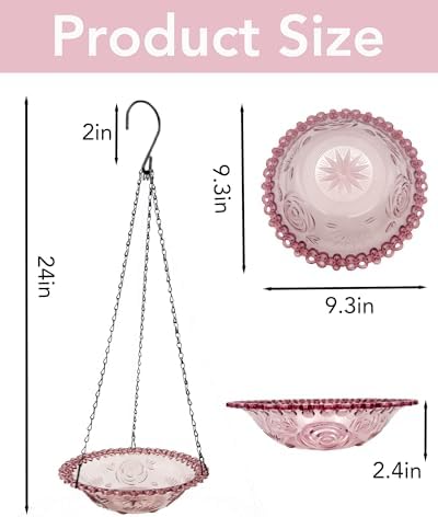 2 Pack Hanging Bird Baths and Feeders for Outdoors, Plastic Bird Bath Bowl & Hanging Feeder for Garden Yard Decor,Lilac Purple