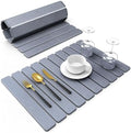 Large Foldable Stone Dish Drying Mat for Kitchen Counter -Dark Gray 24"×16"