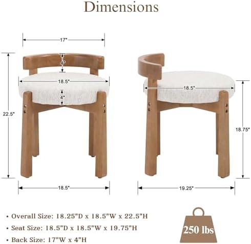 Ya-Home Modern Vanity Chair Upholstered Small Ottoman Footstool, Make Up Stool Chenille Fabric with Wooden Frame for Living Room Bedrooms, 2PCS, Cream