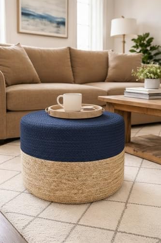 Pouf Ottoman 100% Jute Braided Pouffe (18"x18"x12")