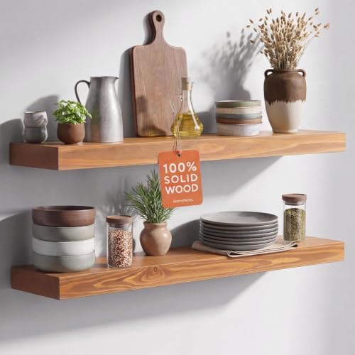 Homeforia 30 Inch Floating Shelves, High-End Solid Pine Wood, Set of 4