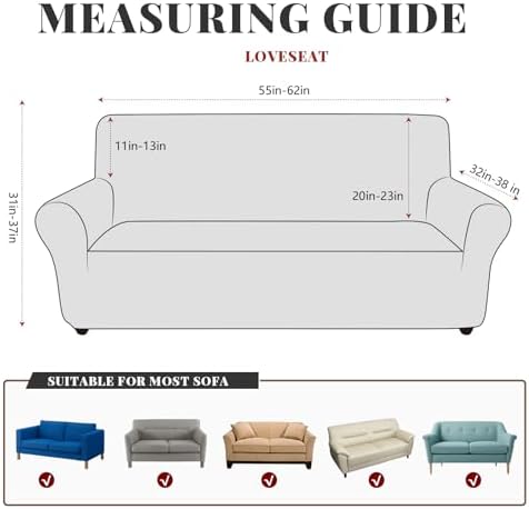 ANARACHON Faux Leather Fabric Sofa Slipcover (Black, 1Piece-Loveseat)