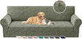 YEMYHOM 1 Piece Stretch Oversized Couch Covers for 4 Seat, Jacquard Extra Large Sofa Cover with Non-Slip Elastic Bottom, Thickened Slipcover Furniture Protector for Dogs Pets (X-Large, Army Green）
