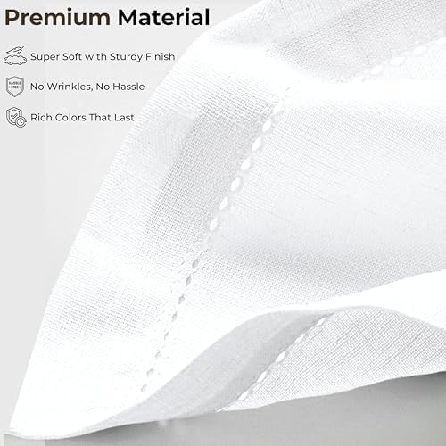 Ramanta Home White Linen Cloth Napkins Set of 4, 20x20 Inches
