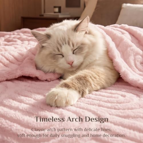 BEDELITE Cute Pink Boho Fleece Throw Blanket for Couch, 50x60 Inches