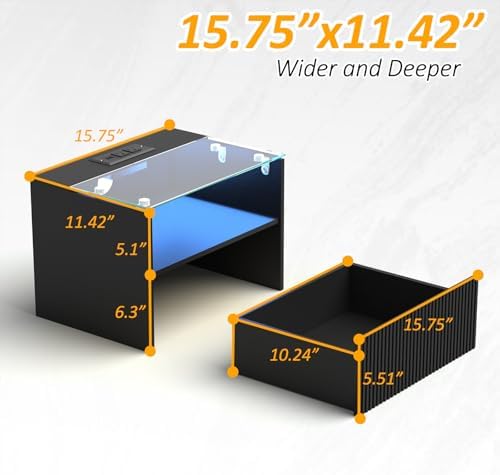 Arbuxzuy Floating Nightstand Set of 2 with Charging Station and Drawer