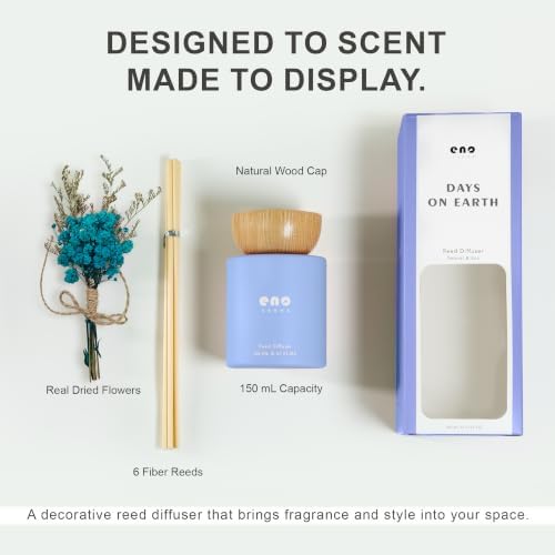 Reed Diffuser Set with Dried Flowers, 5.1 fl oz / 150ml, Morning Garden - Home Fragrance Diffuser with Sticks for Bathroom Shelf Decor, Bedroom, Office & Gift