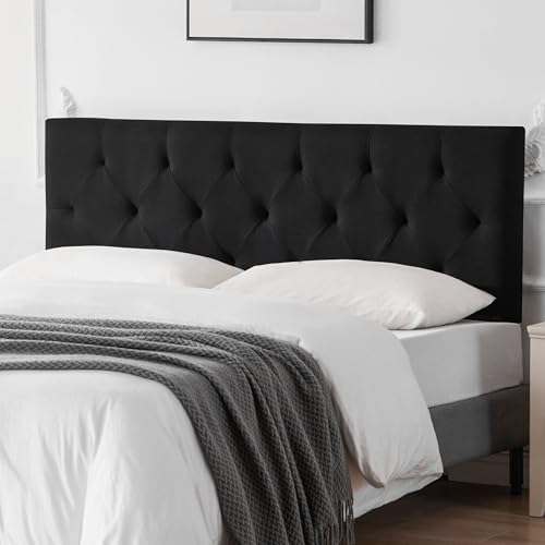 Linen Headboard Twin Size, Adjustable Height Headboard 37-51 in, Black