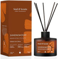 Soul & Scents 7.44 oz (220ML) Sandalwood Reed Diffuser Set with 6 Fiber Sticks|Stress Relief & Aromatherapy|Long-Lasting, Smoke-Free Air Freshener for Home, Bedroom & Office Decor|Ideal for Gifting