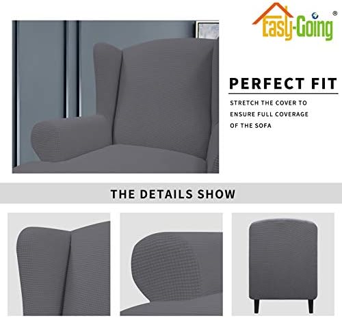 Easy-Going Stretch Large Wingback Chair Sofa Slipcover Gray