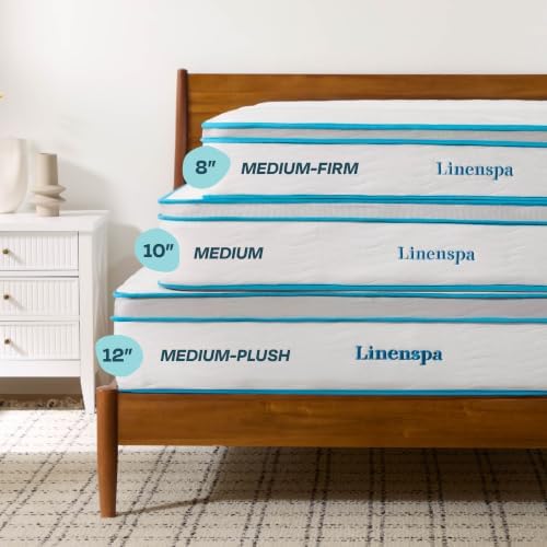 Linenspa 8 Inch Hybrid Mattress, Medium Firm, Bed in a Box, Twin Size