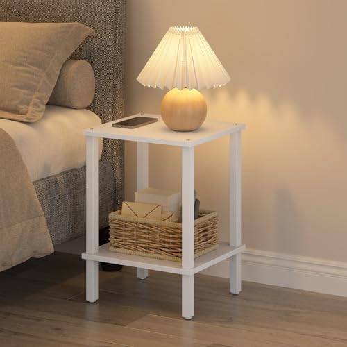 TUTOTAK End Table, Set of 2, Side Table, Nightstand, 2-Tier Storage Shelf