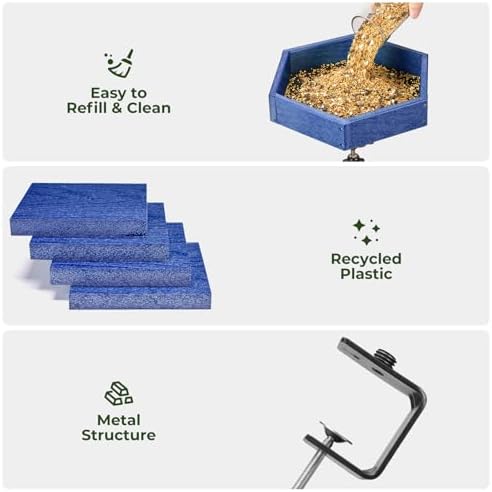 Kingsyard Clamp-On Deck Bird Feeder for Balcony Railings, No Drill
